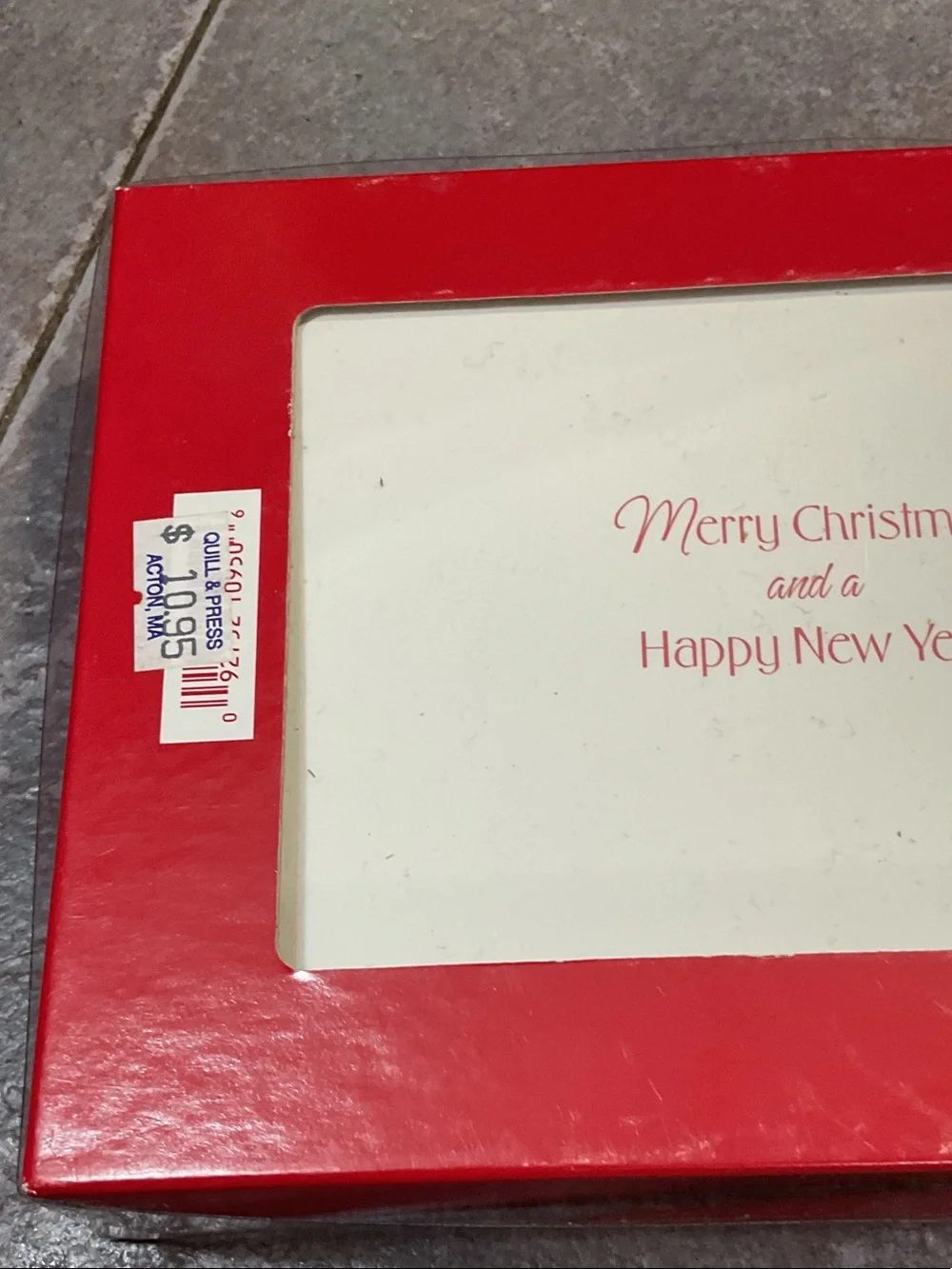 Holiday Harbor Christmas Cards - Red Border, Blue Scenic Design